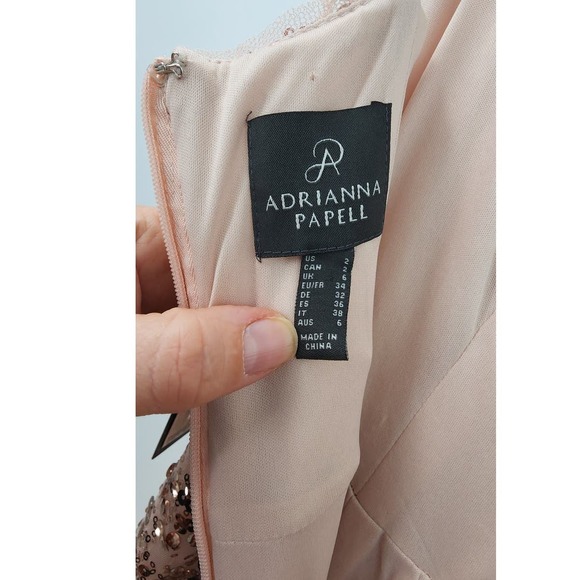 NWT Adrianna Papell Women's Rose Gold Sequin Column Evening Gown Size 2 - Picture 11 of 12